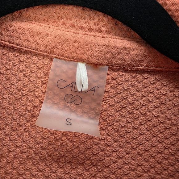 Calia Womens Flutter Sleeve Golf Polo Shirt Orange Textured Preppy Active sz Sm - Picture 2 of 8